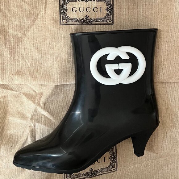 Gucci Interlocking GG Rubber Ankle Boots Rain Boots 36 6 6.5 Brand New Dustbags - Picture 3 of 9